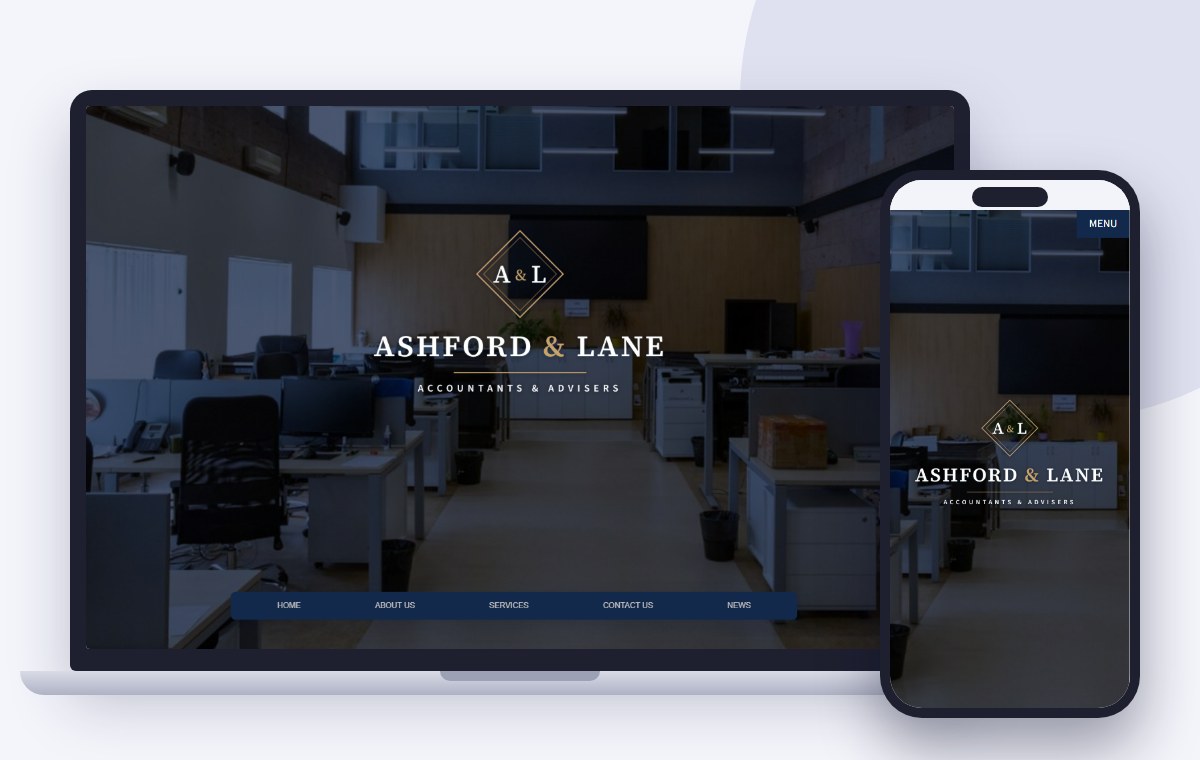 Template 3 shown on a laptop and phone
